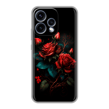 Силиконовый чехол на OPPO Reno15 с принтом Розы красные Силиконовый чехол на OPPO Reno15 с принтом Розы красные