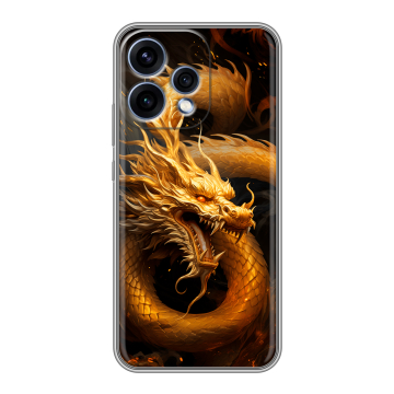 Силиконовый чехол на OPPO Reno15 с принтом Золотой дракон