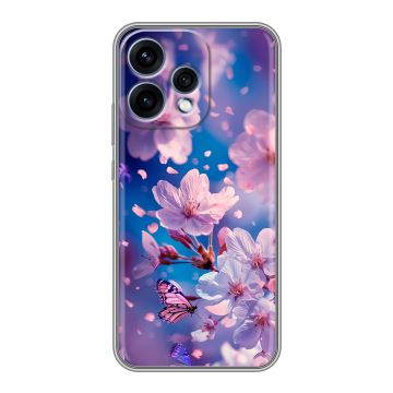 Силиконовый чехол на OPPO Reno15 с принтом цветы бабочки
