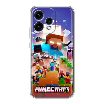 Силиконовый чехол на OPPO Reno15 с принтом Майнкрафт Minecraft