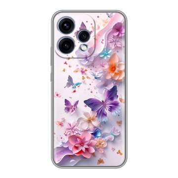 Силиконовый чехол на OPPO Reno15 с принтом цветы бабочки Силиконовый чехол на OPPO Reno15 с принтом цветы бабочки