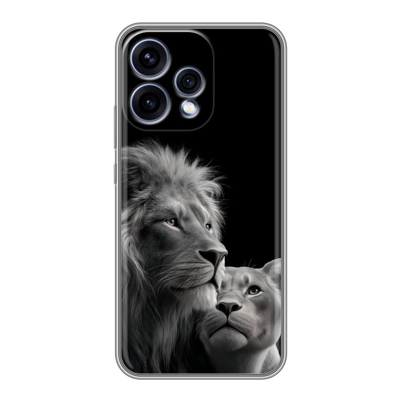 Силиконовый чехол на OPPO Reno15 с принтом Лев кошки Силиконовый чехол на OPPO Reno15 с принтом Лев кошки
