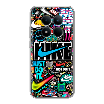 Силиконовый чехол на Redmi Note 15 5G с принтом найк nike черный Силиконовый чехол на Redmi Note 15 5G с принтом найк nike черный