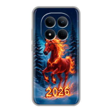 Силиконовый чехол на Redmi Note 15 5G с принтом Новый год коня