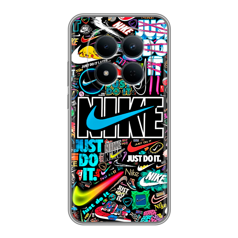 Силиконовый чехол на Redmi Note 15 5G с принтом найк nike черный Силиконовый чехол на Redmi Note 15 5G с принтом найк nike черный