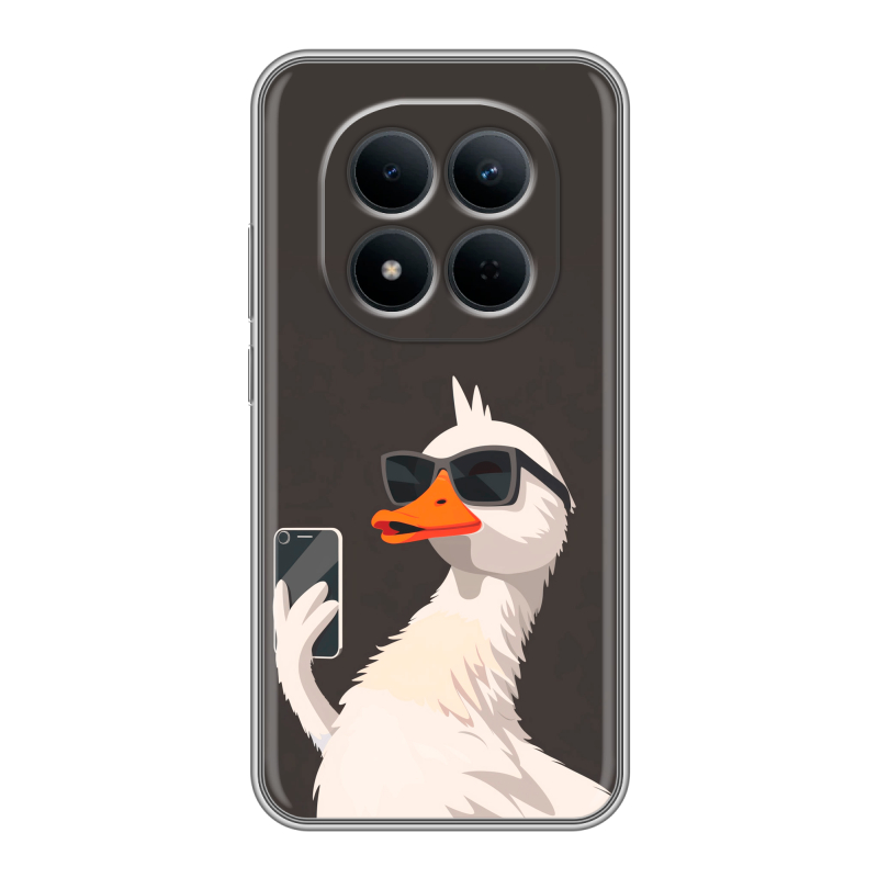 Силиконовый чехол на Redmi Note 15 5G с принтом утка в очках Силиконовый чехол на Redmi Note 15 5G с принтом утка в очках