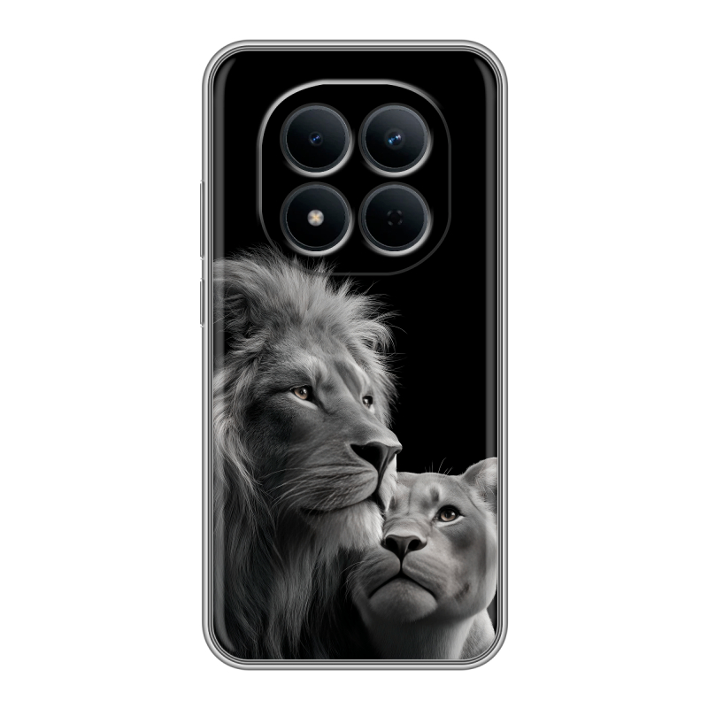 Силиконовый чехол на Redmi Note 15 5G с принтом Лев кошки Силиконовый чехол на Redmi Note 15 5G с принтом Лев кошки