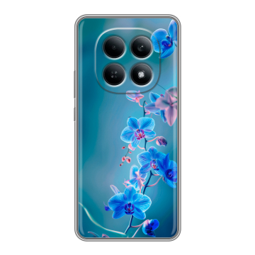 Силиконовый чехол на Redmi Note 15 4G с принтом Голубые цветы Силиконовый чехол на Redmi Note 15 4G с принтом Голубые цветы