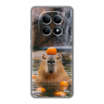 Силиконовый чехол на Redmi Note 15 4G с принтом Капибара с апельсином Силиконовый чехол на Redmi Note 15 4G с принтом Капибара с апельсином