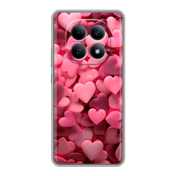 Силиконовый чехол на Redmi Note 15 4G с принтом розовые сердечки Силиконовый чехол на Redmi Note 15 4G с принтом розовые сердечки