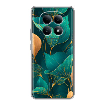 Силиконовый чехол на Redmi Note 15 4G с принтом Листья и золото