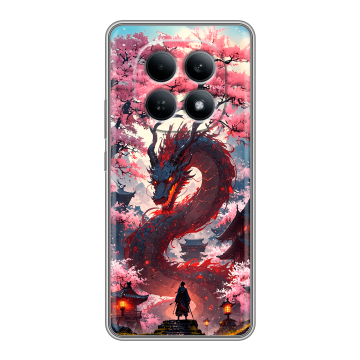 Силиконовый чехол на Redmi Note 15 4G с принтом Дракон Японский Силиконовый чехол на Redmi Note 15 4G с принтом Дракон Японский