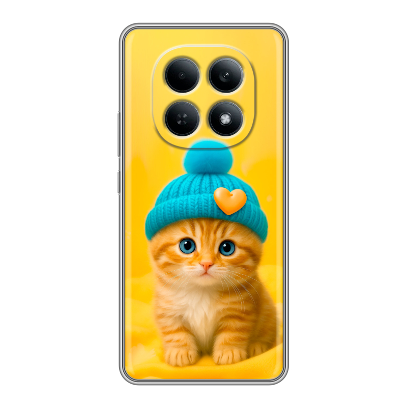 Силиконовый чехол на Redmi Note 15 4G с принтом Котенок в шапке Силиконовый чехол на Redmi Note 15 4G с принтом Котенок в шапке