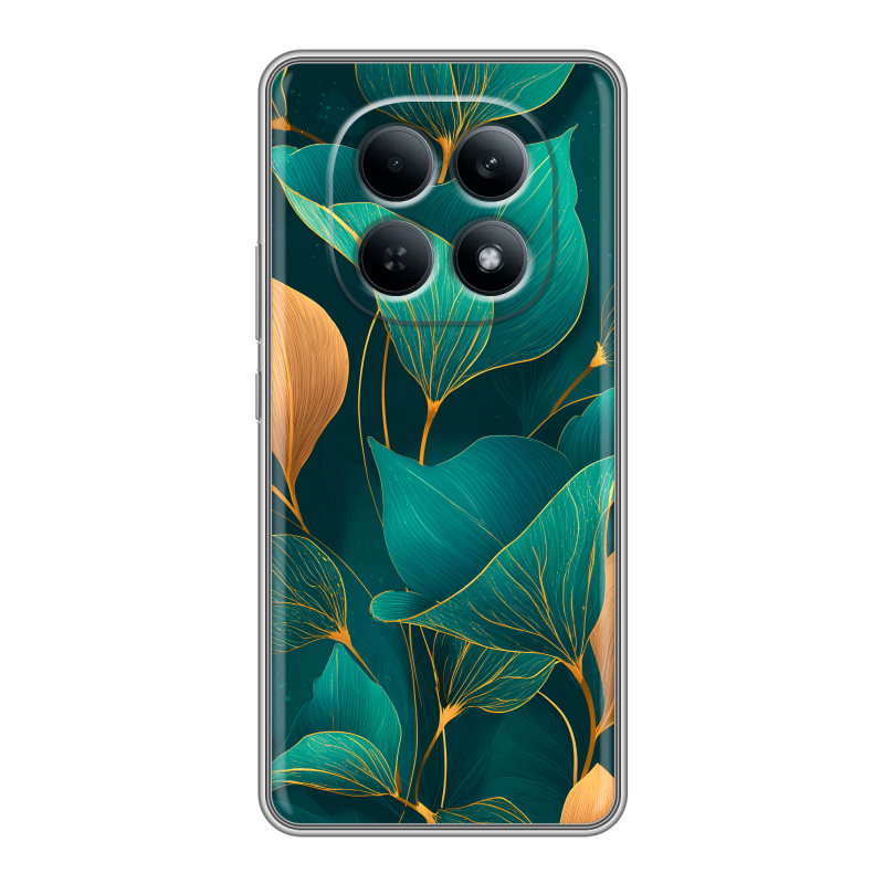 Силиконовый чехол на Redmi Note 15 4G с принтом Листья и золото Силиконовый чехол на Redmi Note 15 4G с принтом Листья и золото
