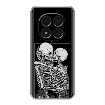 Силиконовый чехол на Redmi Note 15 Pro 5G с принтом Поцелуй скелетов