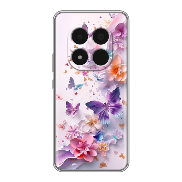 Силиконовый чехол на Redmi Note 15 Pro 5G с принтом цветы бабочки Силиконовый чехол на Redmi Note 15 Pro 5G с принтом цветы бабочки