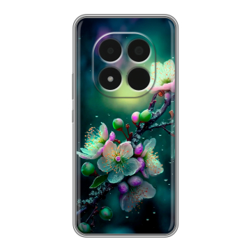 Силиконовый чехол на Redmi Note 15 Pro 5G с принтом Цветы и мрамор Силиконовый чехол на Redmi Note 15 Pro 5G с принтом Цветы и мрамор