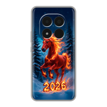 Силиконовый чехол на Redmi Note 15 Pro 5G с принтом Новый год коня