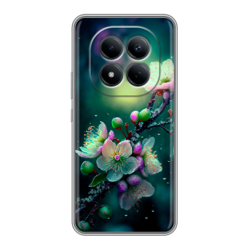 Силиконовый чехол на Redmi Note 15 Pro 4G с принтом Цветы и мрамор Силиконовый чехол на Redmi Note 15 Pro 4G с принтом Цветы и мрамор