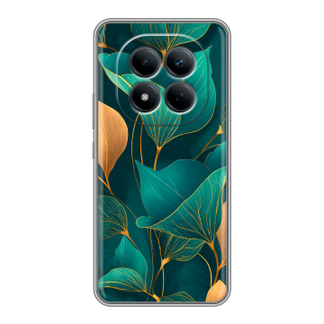 Силиконовый чехол на Redmi Note 15 Pro 4G с принтом Листья и золото
