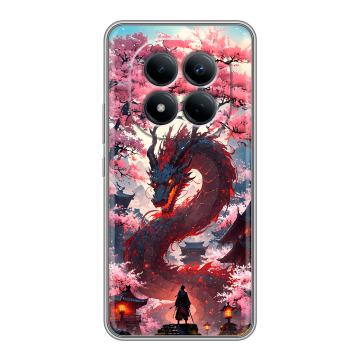 Силиконовый чехол на Redmi Note 15 Pro 4G с принтом Дракон Японский
