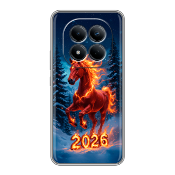 Силиконовый чехол на Redmi Note 15 Pro 4G с принтом Новый год коня Силиконовый чехол на Redmi Note 15 Pro 4G с принтом Новый год коня