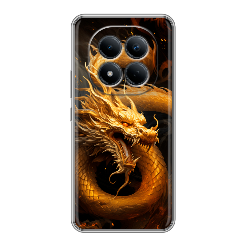 Силиконовый чехол на Redmi Note 15 Pro 4G с принтом Золотой дракон Силиконовый чехол на Redmi Note 15 Pro 4G с принтом Золотой дракон