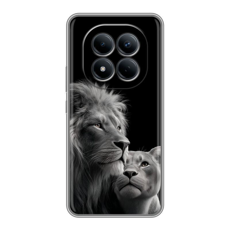 Силиконовый чехол на Redmi Note 15 Pro 4G с принтом Лев кошки Силиконовый чехол на Redmi Note 15 Pro 4G с принтом Лев кошки