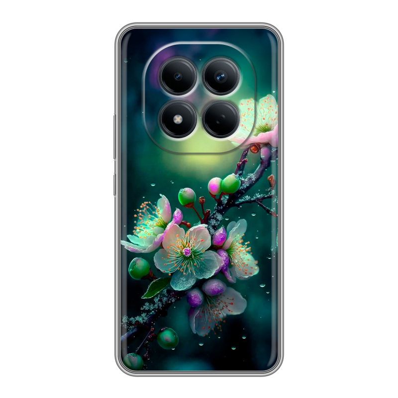 Силиконовый чехол на Redmi Note 15 Pro 4G с принтом Цветы и мрамор Силиконовый чехол на Redmi Note 15 Pro 4G с принтом Цветы и мрамор
