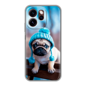 Силиконовый чехол на OPPO Reno15 Pro 5G с принтом Мопс в шапке Силиконовый чехол на OPPO Reno15 Pro 5G с принтом Мопс в шапке