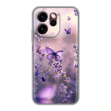 Силиконовый чехол на OPPO Reno15 Pro 5G с принтом бабочки и лаванда Силиконовый чехол на OPPO Reno15 Pro 5G с принтом бабочки и лаванда