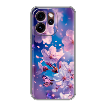 Силиконовый чехол на OPPO Reno15 Pro 5G с принтом цветы бабочки Силиконовый чехол на OPPO Reno15 Pro 5G с принтом цветы бабочки