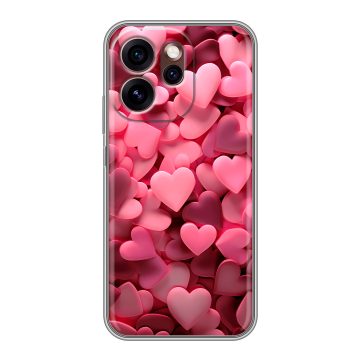 Силиконовый чехол на OPPO Reno15 Pro 5G с принтом розовые сердечки Силиконовый чехол на OPPO Reno15 Pro 5G с принтом розовые сердечки