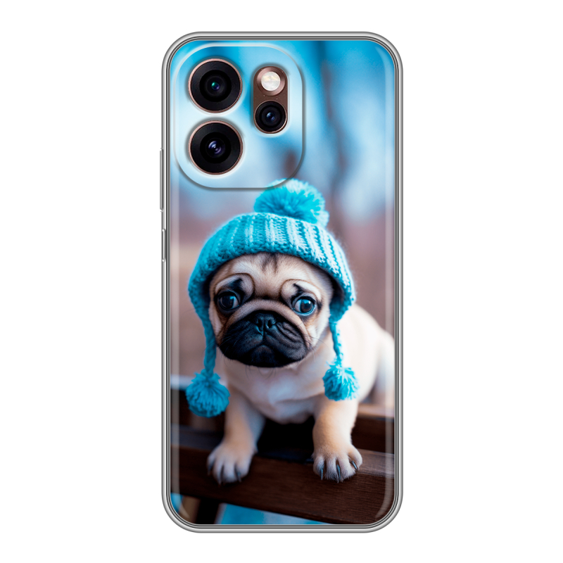 Силиконовый чехол на OPPO Reno15 Pro 5G с принтом Мопс в шапке Силиконовый чехол на OPPO Reno15 Pro 5G с принтом Мопс в шапке