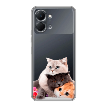 Силиконовый чехол на Tecno Spark Go 3 с принтом Кошки Силиконовый чехол на Tecno Spark Go 3 с принтом Кошки