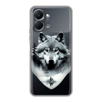 Силиконовый чехол на Tecno Spark Go 3 с принтом Волк в лесу Силиконовый чехол на Tecno Spark Go 3 с принтом Волк в лесу
