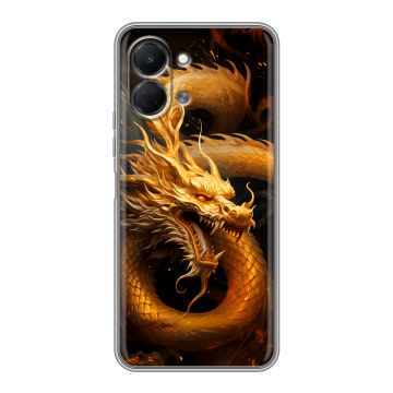 Силиконовый чехол на Tecno Spark Go 3 с принтом Золотой дракон