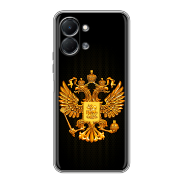 Силиконовый чехол на Tecno Spark Go 3 с принтом Герб России желтый