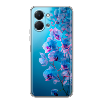 Силиконовый чехол на Tecno Spark Go 3 с принтом голубые орхидеи Силиконовый чехол на Tecno Spark Go 3 с принтом голубые орхидеи