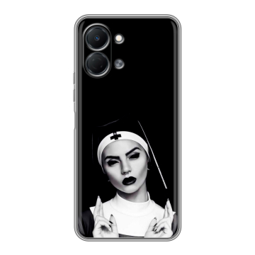 Силиконовый чехол на Tecno Spark Go 3 с принтом монашка Силиконовый чехол на Tecno Spark Go 3 с принтом монашка