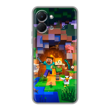 Силиконовый чехол на Tecno Spark Go 3 с принтом Майнкрафт Minecraft
