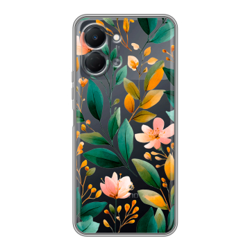 Силиконовый чехол на Tecno Spark Go 3 с принтом Цветы паттерн