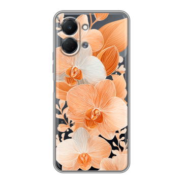 Силиконовый чехол на Tecno Spark Go 3 с принтом Бежевые цветы