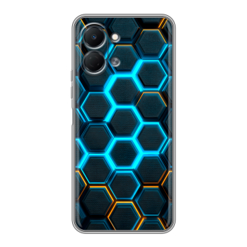 Силиконовый чехол на Tecno Spark Go 3 с принтом Неоновые соты