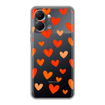 Силиконовый чехол на Tecno Spark Go 3 с принтом Сердечки