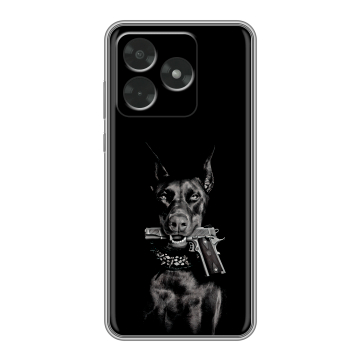Силиконовый чехол на Honor X5c с принтом Доберман и пистолет Силиконовый чехол на Honor X5c с принтом Доберман и пистолет