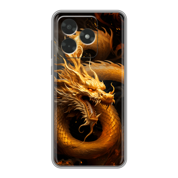 Силиконовый чехол на Honor X5c с принтом Золотой дракон