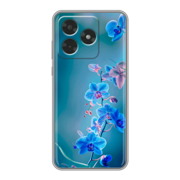 Силиконовый чехол на Honor X5c с принтом Голубые цветы Силиконовый чехол на Honor X5c с принтом Голубые цветы