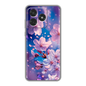 Силиконовый чехол на Honor X5c с принтом цветы бабочки Силиконовый чехол на Honor X5c с принтом цветы бабочки