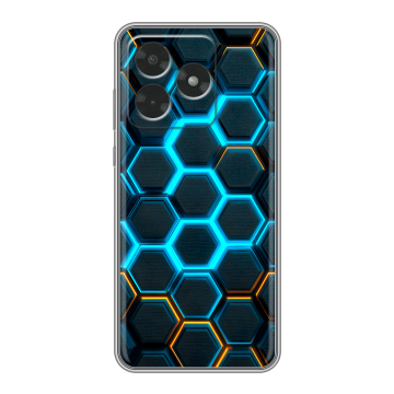 Силиконовый чехол на Honor X5c с принтом Неоновые соты